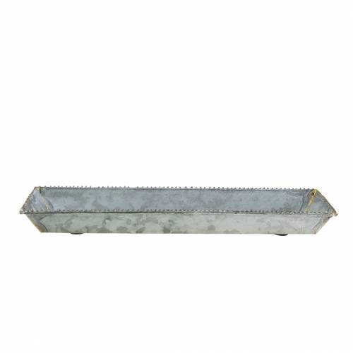 Floristik24 Decorative tray white washed zinc 40cm × 15cm