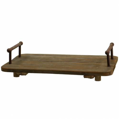 Floristik24 Wooden tray with metal handles brown 45cm x 27.5cm H11cm