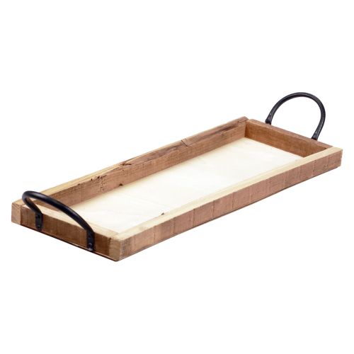 Product Wooden tray with handles decorative tray oblong natural 50×19×3cm