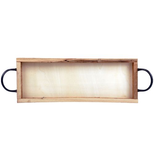 Product Wooden tray with handles decorative tray oblong natural 50×19×3cm