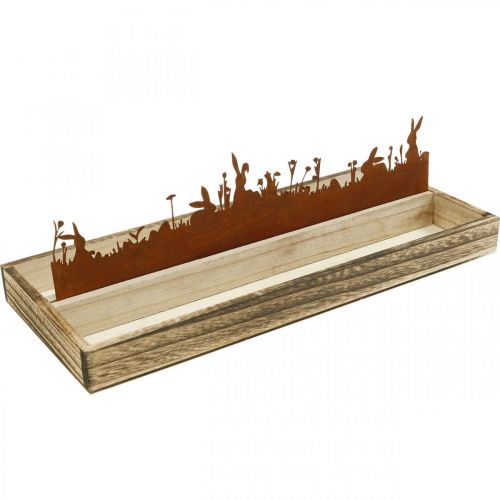 Floristik24 Decorative tray Easter meadow, spring decoration, wooden tray patina 35×15cm
