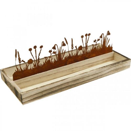 Floristik24 Wooden tray spring meadow, Easter decoration, decorative tray noble rust 35 × 15cm