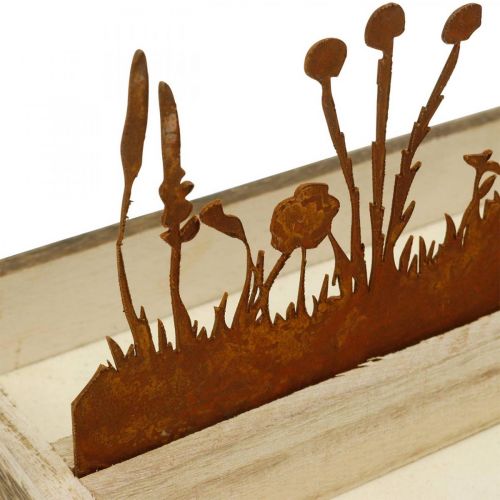 Floristik24 Wooden tray spring meadow, Easter decoration, decorative tray noble rust 35 × 15cm