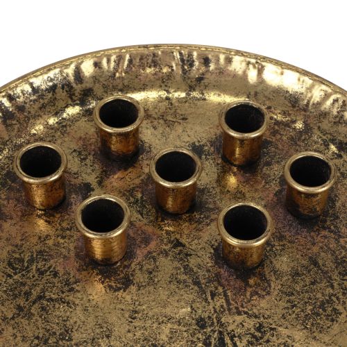 Floristik24 Candle plate metal vintage gold stick candle holder Ø30cm