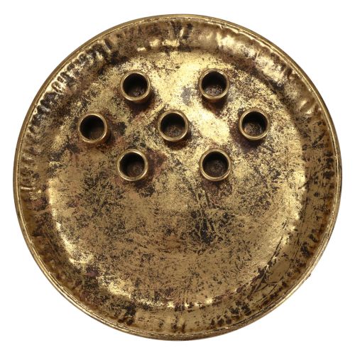 Floristik24 Candle plate metal vintage gold stick candle holder Ø30cm