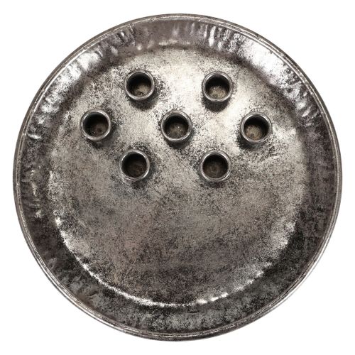 Floristik24 Candle plate metal vintage silver stick candle holder Ø30cm