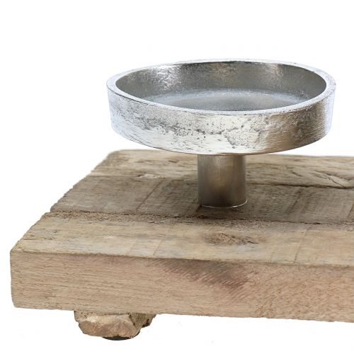 Floristik24 Tray with 4 candle holders, Advent decorations, candlesticks, mango wood, washed white 47 × 14 × 9cm Ø8cm
