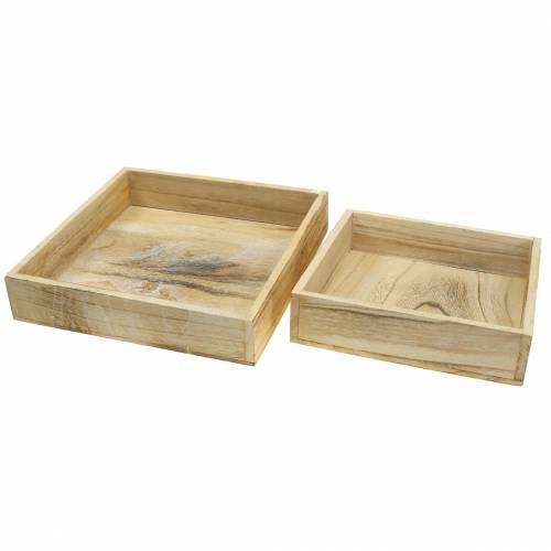 Floristik24 Square wooden tray, washed white 30 × 30cm / 25 × 25cm, set of 2