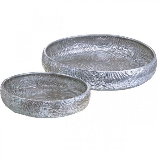 Product Decorative bowl silver round antique look metal Ø50/38cm set of 2