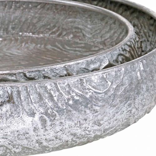 Floristik24 Decorative bowl silver round antique look metal Ø50/38cm set of 2