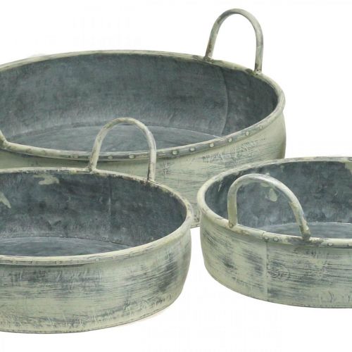 Floristik24 Decorative bowl with handles vintage metal Ø28/32.5/36cm set of 3
