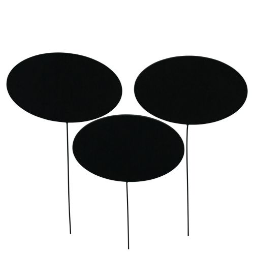 Product Blackboard oval black decorative plugs wood metal 10x6cm 12pcs