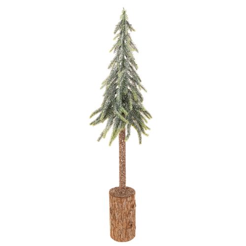 Artificial fir tree, iced finish, with wooden base, winter decoration, 60cm buy online | Floristik24.ie