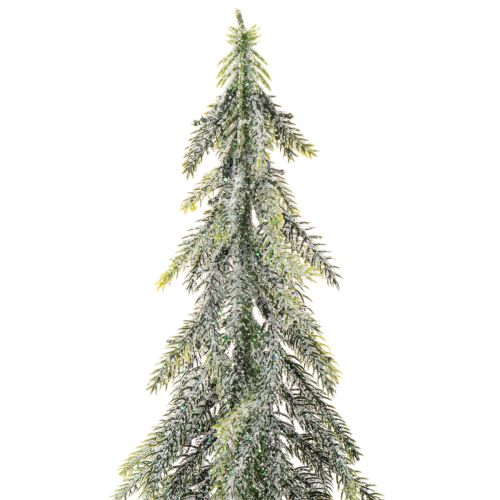 Artificial fir tree, iced finish, with wooden base, winter decoration, 60cm | Floristik24.ie