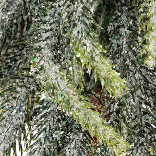 Artificial fir tree, iced finish, with wooden base, winter decoration, 60cm | Floristik24.ie