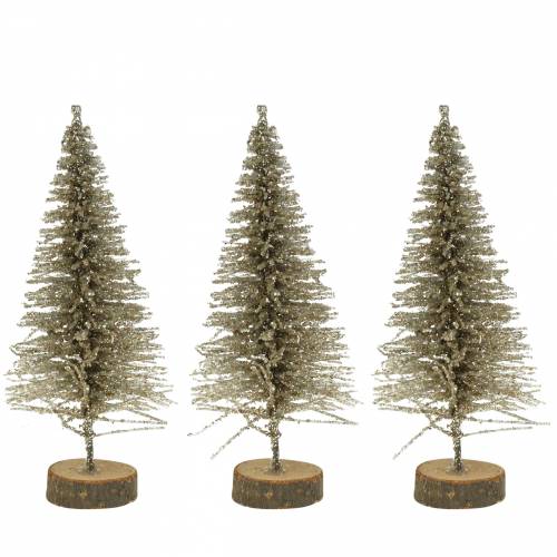 Floristik24 Decorative Christmas tree champagne glitter 8cm 24 pcs