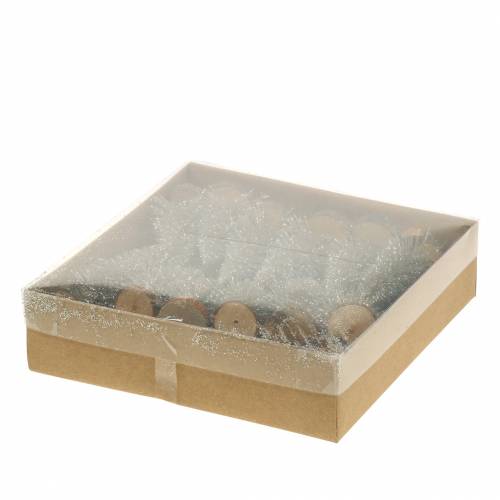 Floristik24 Decorative Christmas tree champagne glitter 8cm 24 pcs