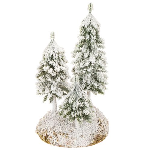 Snow-covered fir trees, artificial winter landscape for Christmas village and table decoration, 29cm buy online | Floristik24.ie