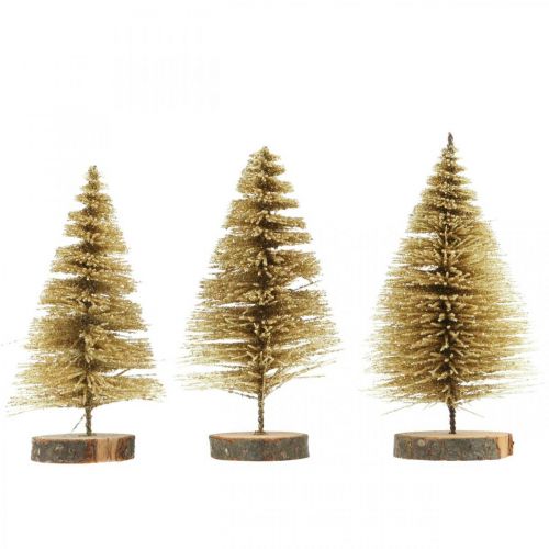 Product Mini fir trees table decoration gold Christmas decoration H7cm 6pcs