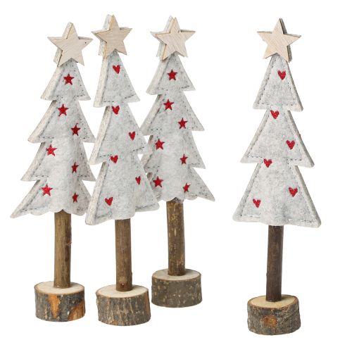Product Christmas tree decoration felt star heart beige red H21cm 4 pcs