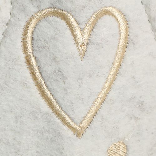 Product Christmas tree felt decoration with heart cream beige H35cm 2 pcs