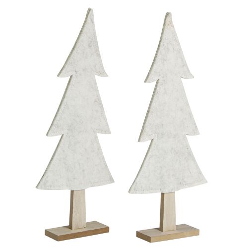 Product Christmas tree felt decoration with heart cream beige H35cm 2 pcs