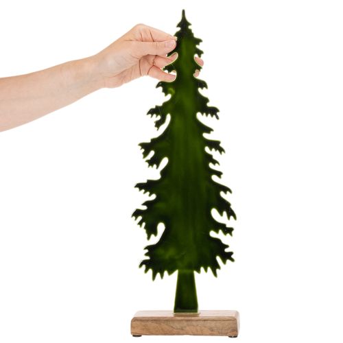 Decorative Christmas tree on a wooden base, table decoration, Christmas, 46cm | Floristik24.ie