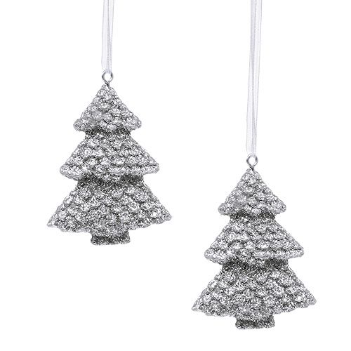 Floristik24 Christmas tree silver 6.5cm to hang 6pcs