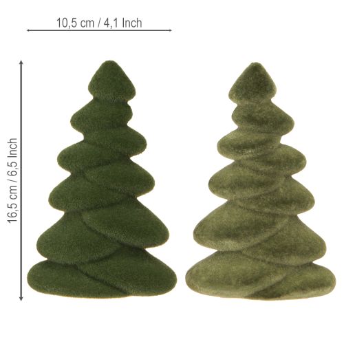Product Christmas tree table decoration flocked firs green 16.5cm 4 pieces