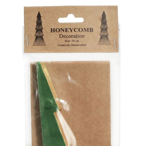 Product Christmas tree honeycomb paper Christmas green gold H30cm 2 pieces