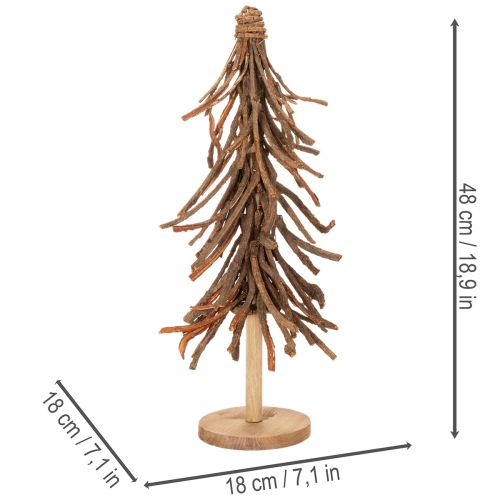 Christmas tree made of willow branches on a wooden base, 48cm | Floristik24.ie
