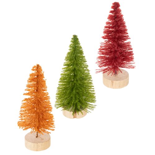Artificial Christmas tree with wooden base, small, 16cm, 6 pieces buy online | Floristik24.ie