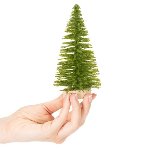 Artificial Christmas tree with wooden base, small, 16cm, 6 pieces | Floristik24.ie