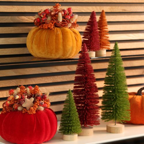 Artificial Christmas tree with wooden base, small, 16cm, 6 pieces | Floristik24.ie