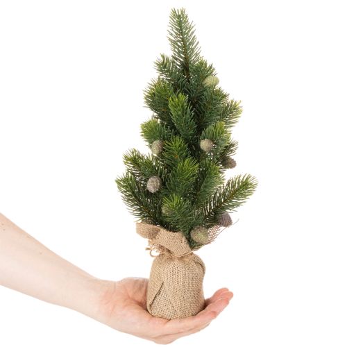 Artificial Christmas tree in a jute sack, small table decoration, mini Christmas tree, 38cm | Floristik24.ie