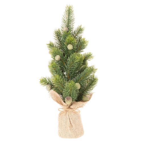 Artificial Christmas tree in a jute sack, small table decoration, mini Christmas tree, 38cm | Floristik24.ie