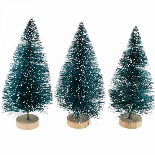 Product Snow-covered mini fir trees, winter forest, advent decoration H9cm Ø4cm 3pcs