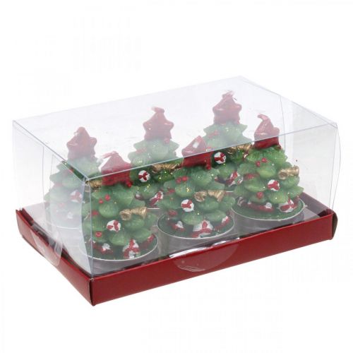 Floristik24 Tea lights Christmas tea light fir tree H6.5cm 6pcs