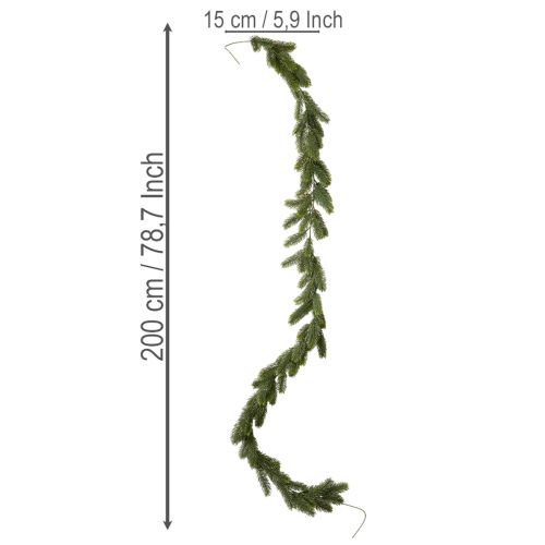 Artificial green fir garland for festive decoration, 200cm | Floristik24.ie