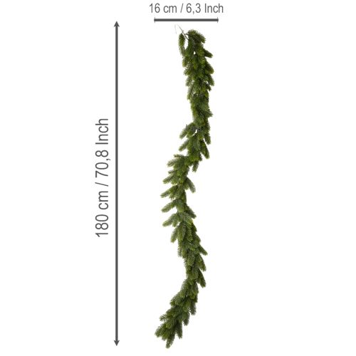 Artificial fir garland, green, for festive decoration, 180cm | Floristik24.ie