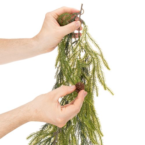 Artificial pine branch garland with cones for Advent decoration 218cm | Floristik24.ie