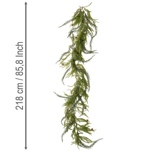 Artificial pine branch garland with cones for Advent decoration 218cm | Floristik24.ie