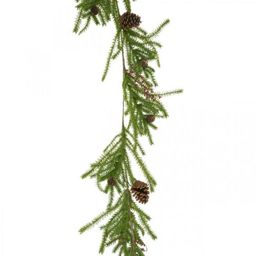 Product Decorative hanger artificial larch coniferous branches cones and berries 150cm