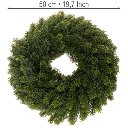 Artificial fir branch wreath, green, round, 50cm | Floristik24.ie