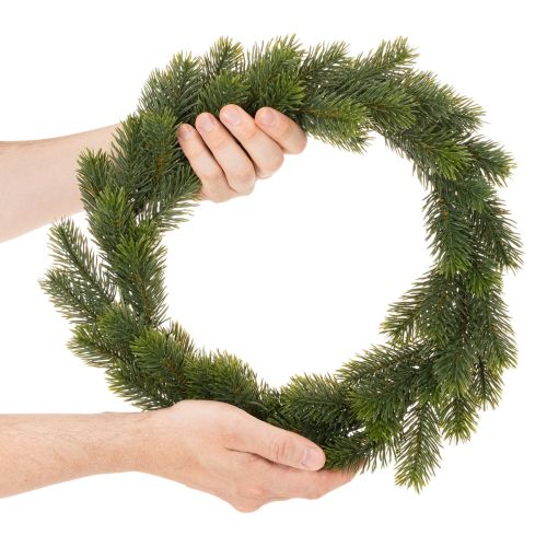 Artificial fir green wreath for door decoration, 35cm | Floristik24.ie