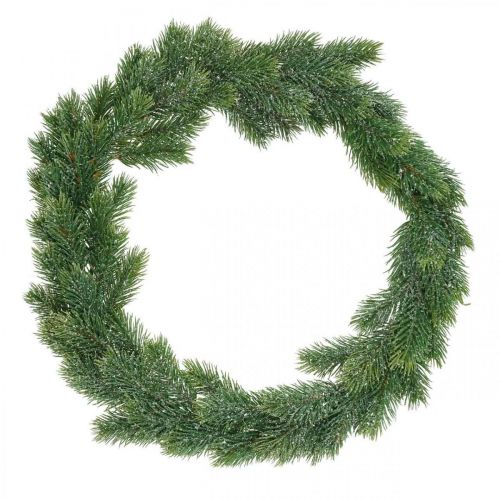 Artificial fir wreath wall decoration Christmas green, iced Ø45cm
