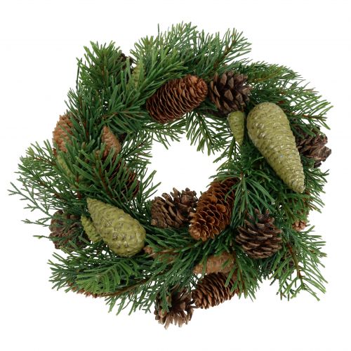 Product Advent wreath, fir wreath with natural & artificial pine cones, green door wreath Ø30cm, Christmas decoration