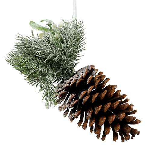 Floristik24 Pine cones with decoration to hang white 25cm - 30cm