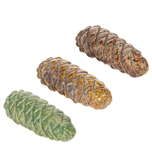 Ceramic pine cones, table decoration, autumn, 14cm, 3 pieces buy online | Floristik24.ie