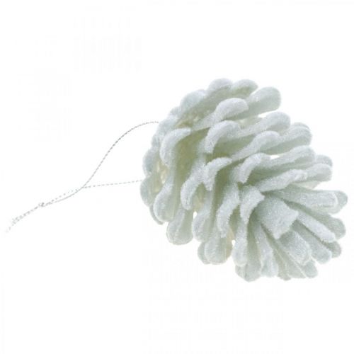 Product Pine cones decorative cones for hanging white 7cm 6 pcs